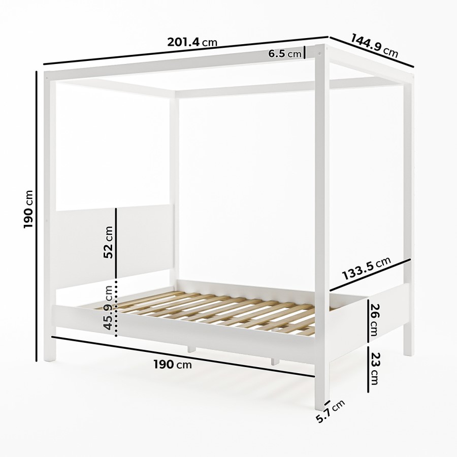 ONLY OPENED - Double Four Poster Bed Frame in White - Victoria