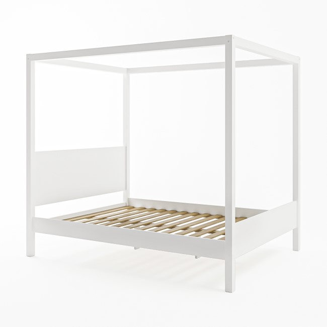 GRADE A2 - Double Four Poster Bed Frame in White - Victoria