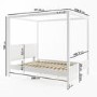 King Size Four Poster Bed Frame in White - Victoria