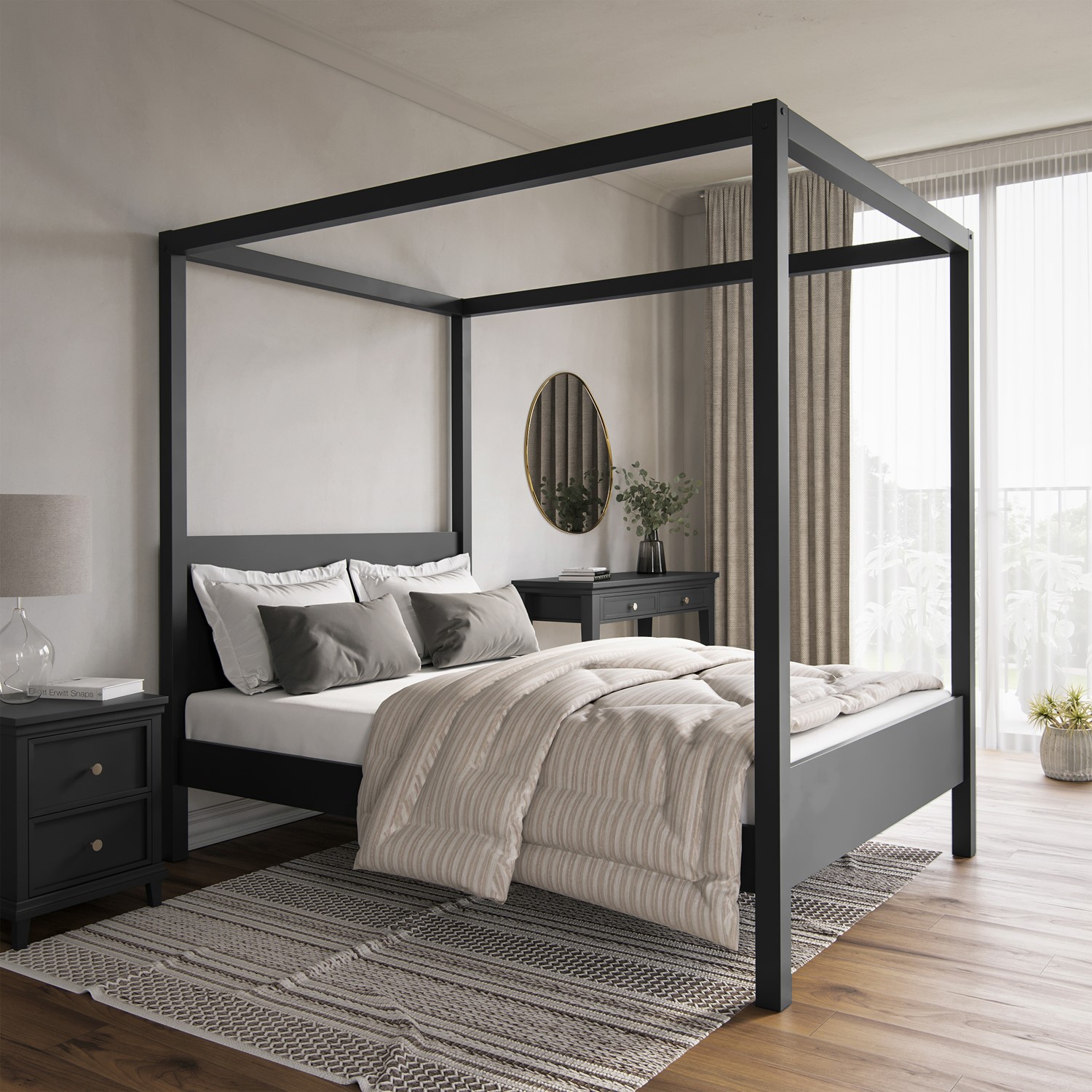Photo of Double four poster bed frame in black - victoria