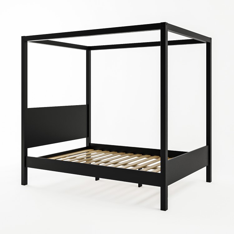 ONLY OPENED - Double Four Poster Bed Frame in Black - Victoria