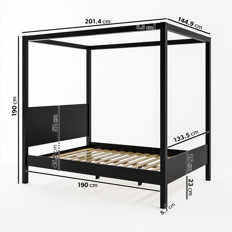 ONLY OPENED - Double Four Poster Bed Frame in Black - Victoria