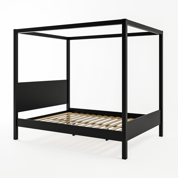 King Size Four Poster Bed Frame in Black - Victoria