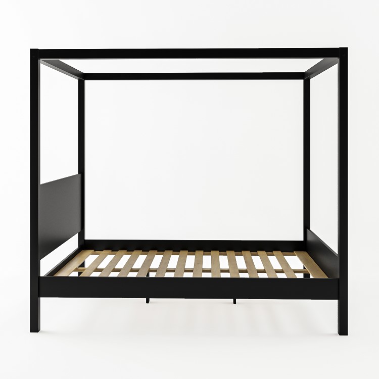 King Size Four Poster Bed Frame in Black - Victoria