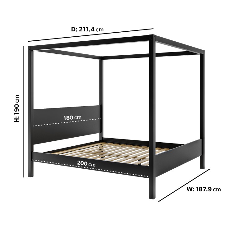 Super King Four Poster Bed Frame in Black - Victoria