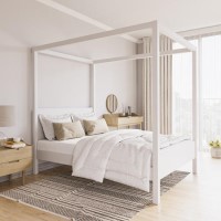 GRADE A2 - Double Four Poster Bed Frame in White - Victoria