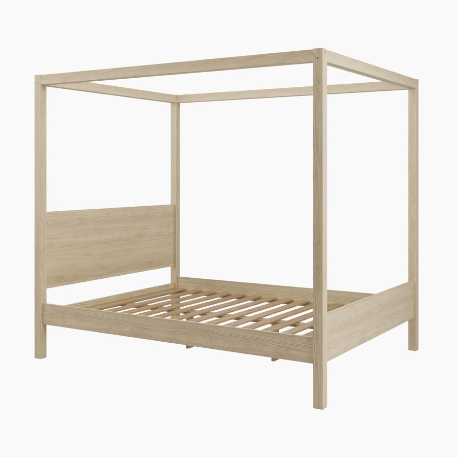 Double Four Poster Bed Frame in Oak - Victoria