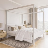 Super King Four Poster Bed Frame in White - Victoria