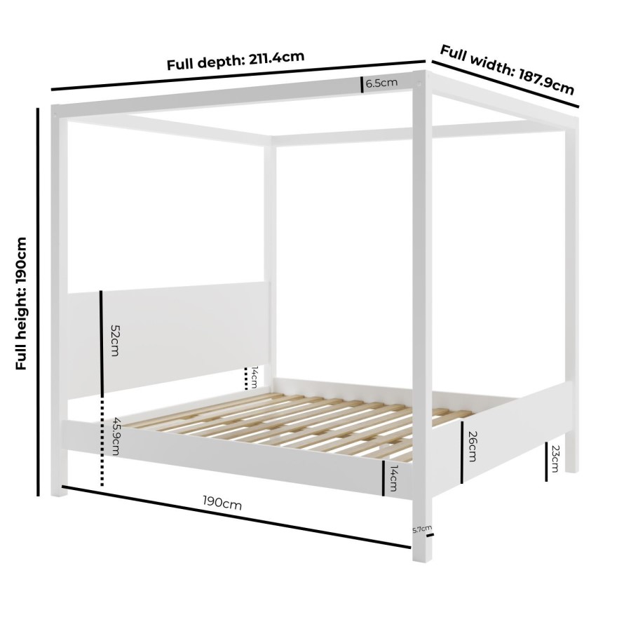 Super King Four Poster Bed Frame in White - Victoria