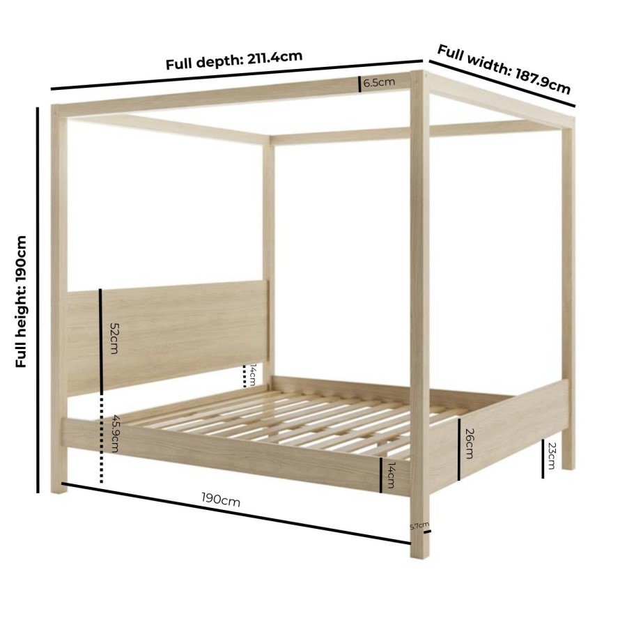 Super King Four Poster Bed Frame in Light Wood - Victoria