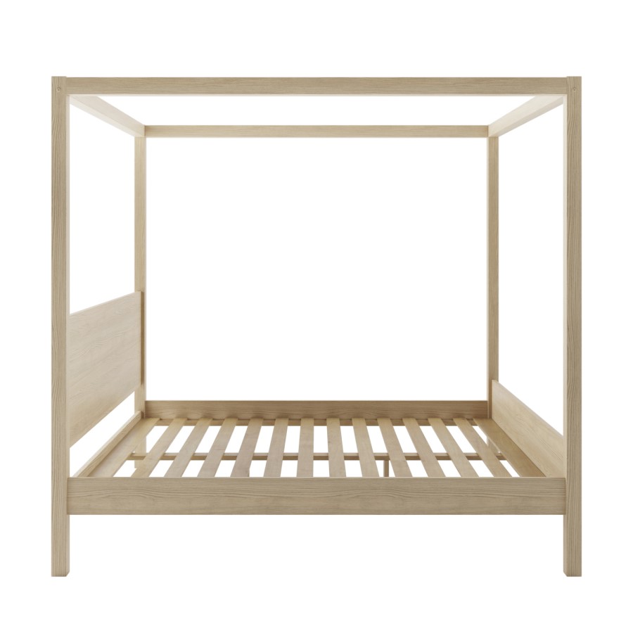 Super King Four Poster Bed Frame in Light Wood - Victoria