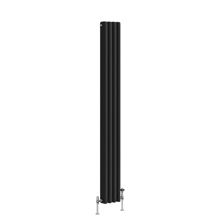 Reggio Midnight Black Vertical Triple Column Traditional Radiator 1500x200mm 1875 BTU - Cast Iron Style