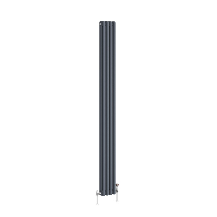 Reggio Anthracite Vertical Triple Column Traditional Radiator 1800x200mm 2218 BTU - Cast Iron Style