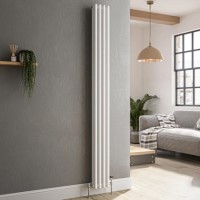 Reggio White Vertical Triple Column Traditional Radiator 1800x200mm 2218 BTU - Cast Iron Style