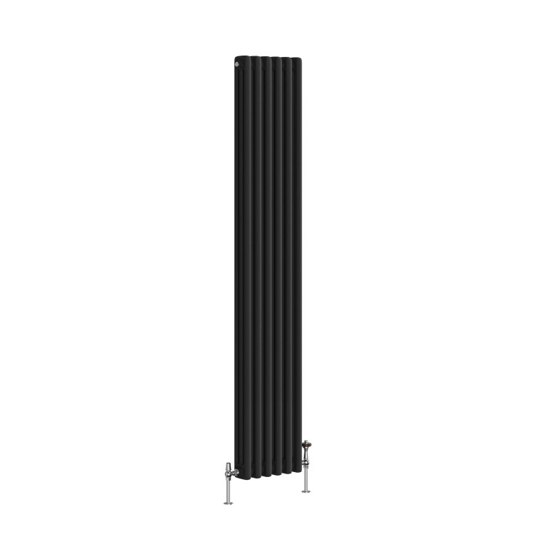 Reggio Midnight Black Vertical Triple Column Traditional Radiator 1500x290mm 2813 BTU - Cast Iron Style