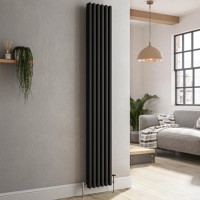 Reggio Midnight Black Vertical Triple Column Traditional Radiator 1800x290mm 3327 BTU - Cast Iron Style Reggio Midnight Black Vertical Triple Column Traditional Radiator 1800x290mm 3327 BTU - Cast Iron Style