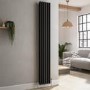 Reggio Midnight Black Vertical Triple Column Traditional Radiator 1800x290mm 3327 BTU - Cast Iron Style