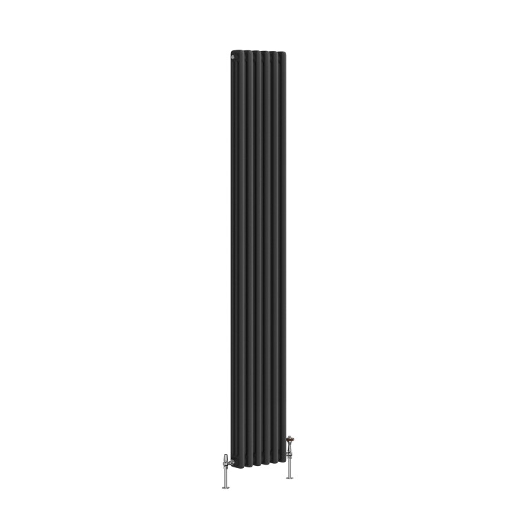 Reggio Midnight Black Vertical Triple Column Traditional Radiator 1800x290mm 3327 BTU - Cast Iron Style