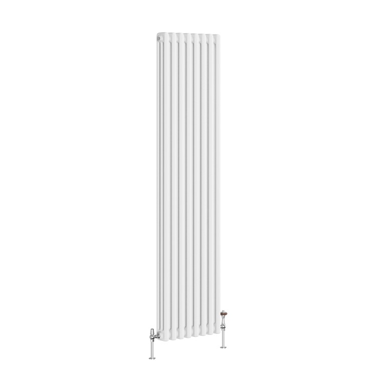 Reggio White Vertical Triple Column Traditional Radiator 1500x380mm 3751 BTU - Cast Iron Style