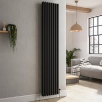 Reggio Midnight Black Vertical Triple Column Traditional Radiator 1800x380mm 4436 BTU - Cast Iron Style Reggio Midnight Black Vertical Triple Column Traditional Radiator 1800x380mm 4436 BTU - Cast Iron Style