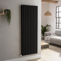 Sorrento Midnight Black Vertical Oval Designer Radiator 1600x590mm Double Panel 5585 BTU Sorrento Midnight Black Vertical Oval Designer Radiator 1600x590mm Double Panel 5585 BTU