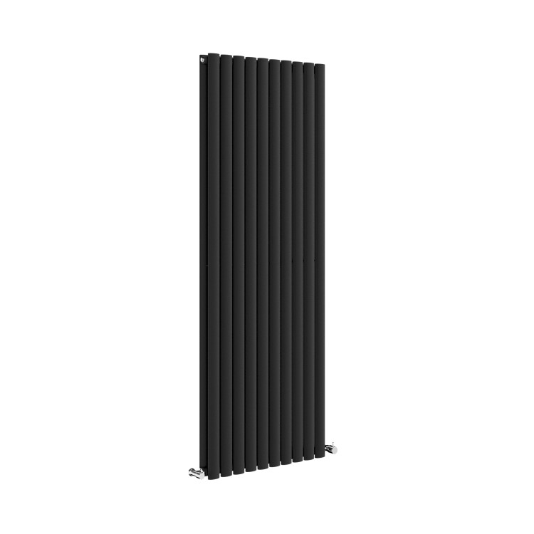 Sorrento Midnight Black Vertical Oval Designer Radiator 1600x590mm Double Panel 5585 BTU