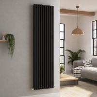 Ravello Midnight Black Vertical Square Designer Radiator 1800x450mm Double Panel 5357 BTU