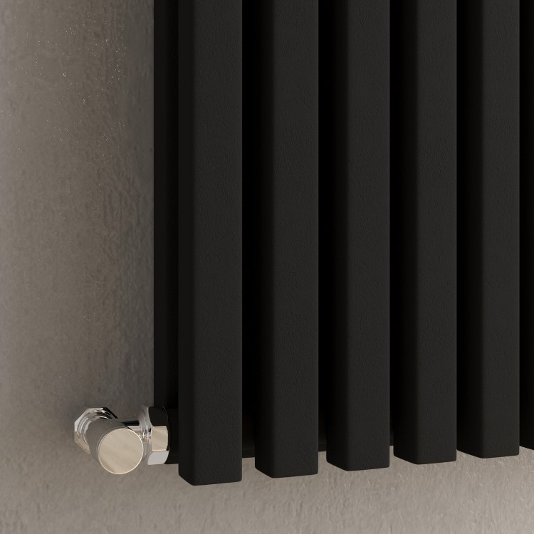 Ravello Midnight Black Vertical Square Designer Radiator 1800x450mm Double Panel 5357 BTU