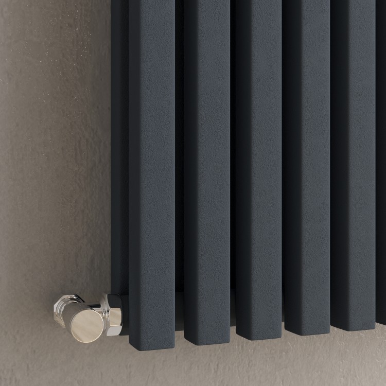 Ravello Anthracite Vertical Square Designer Radiator 1800x450mm Double Panel 5357 BTU