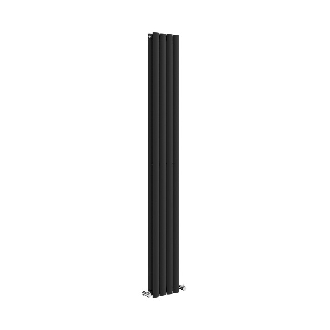 Sorrento Midnight Black Vertical Oval Designer Radiator 1800x236mm Double Panel 2491 BTU