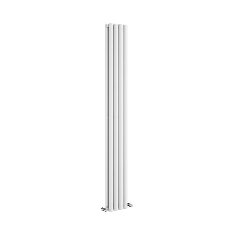 Sorrento White Vertical Oval Designer Radiator 1800x236mm Double Panel 2491 BTU