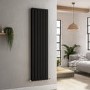 Riace Midnight Black Vertical Flat Designer Radiator 1600x408mm Double Panel 3687 BTU