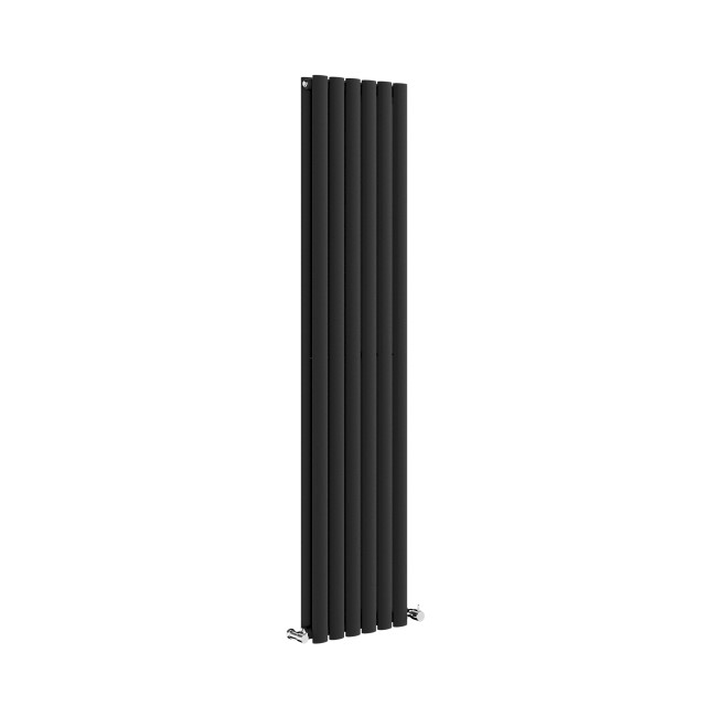 Sorrento Midnight Black Vertical Oval Designer Radiator 1600x354mm Double Panel 3351 BTU