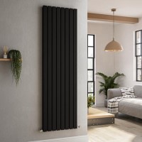 Riace Midnight Black Vertical Flat Designer Radiator 1800x544mm Double Panel 5557 BTU Riace Midnight Black Vertical Flat Designer Radiator 1800x544mm Double Panel 5557 BTU