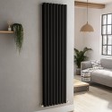 VD8-1800-BCO Sorrento Midnight Black Vertical Oval Designer Radiator 1800x472mm Double Panel 4983 BTU