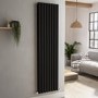 Sorrento Midnight Black Vertical Oval Designer Radiator 1800x472mm Double Panel 4983 BTU