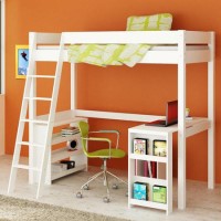 Venus White High Sleeper Bed with Desk
