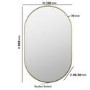 Rectangular Backlit Brass Wall Mirror with Battery Operated Lights 50 x 80cm - Venus