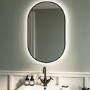 Oval Black Backlit Bathroom Mirror with Battery Operated Lights 500 x 800mm - Venus