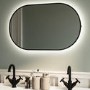 Oval Black Backlit Bathroom Mirror with Battery Operated Lights 500 x 800mm - Venus