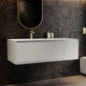 VENW1200 1200mm White Fluted Wall Hung Vanity Unit with Aluminium Basin - Venice