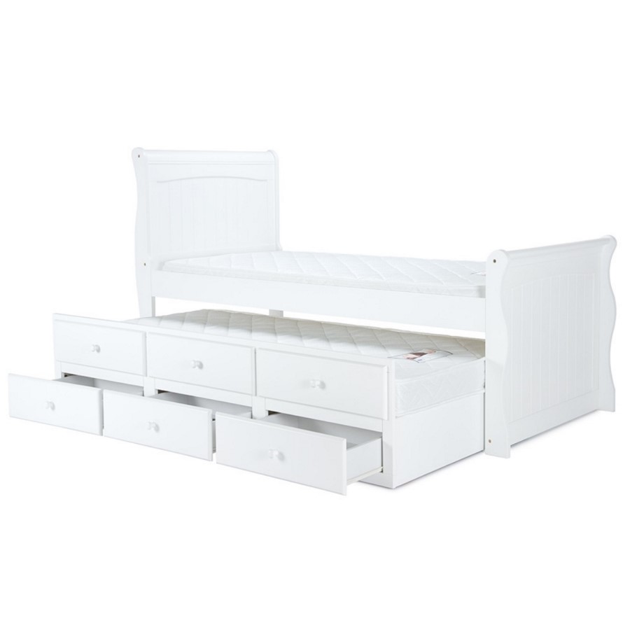 Verona White Captains Bed - Trundle Bed Included