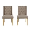 LPD Wing Linen Pair of Beige Dining Chairs