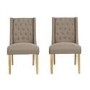 LPD Wing Linen Pair of Beige Dining Chairs