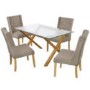 LPD Wing Linen Pair of Beige Dining Chairs