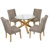 LPD Wing Linen Pair of Beige Dining Chairs