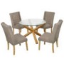 LPD Wing Linen Pair of Beige Dining Chairs
