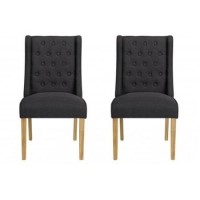 LPD Grey Wing Linen Dining Chairs - Pair