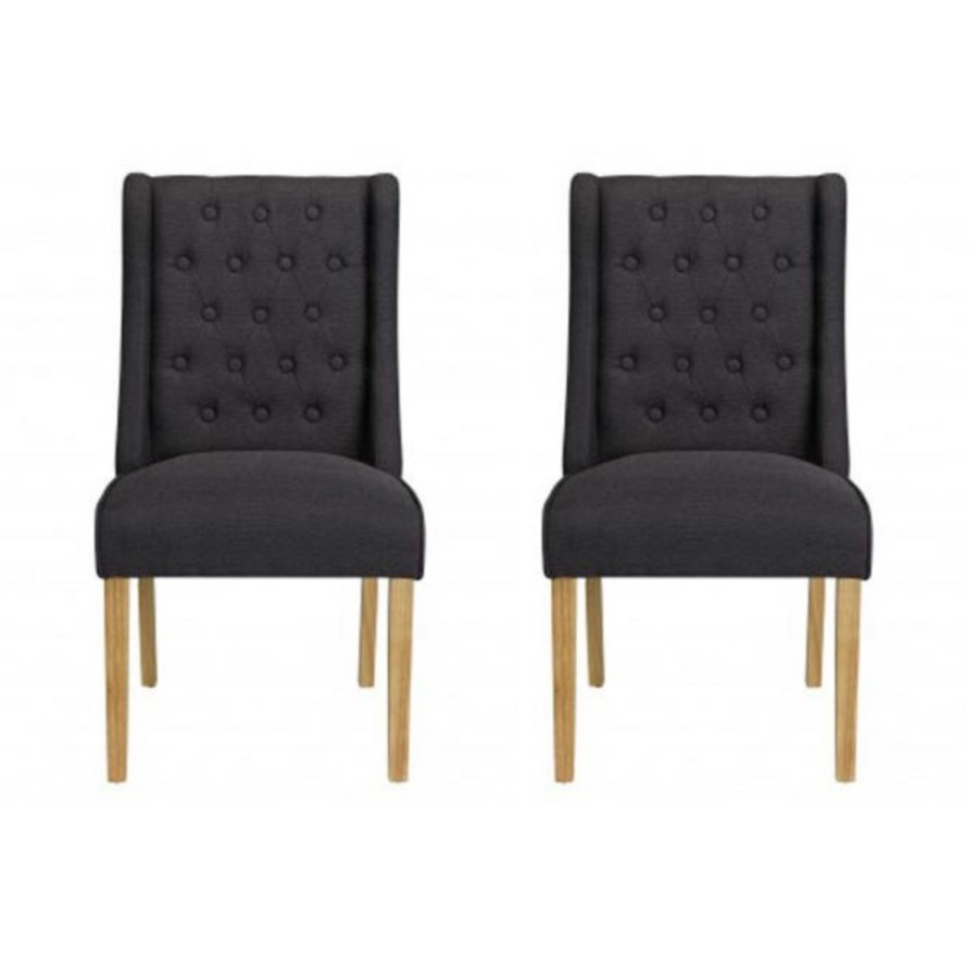 LPD Grey Wing Linen Dining Chairs - Pair
