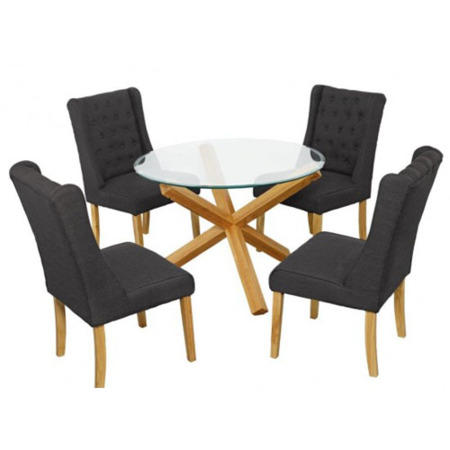 LPD Grey Wing Linen Dining Chairs - Pair
